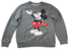 DISNEY MICKEY MOUSE GRAY HEATHER SWEATSHIRT L CHRISTMAS SCARF PULLOVER COTTON
