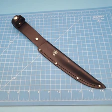 Vintage Fixed Blade Fillet Knife Sheath Black Leather Belt Pouch Case 13"x6.75"