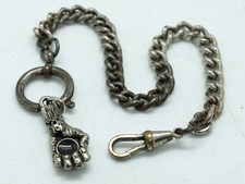 Vintage Pocket Watch Chain with Clasp Swivel and Pendant 25 cm