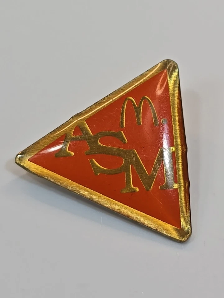 McDonald's ASM Pin Assistant Store Manager Triangle Shape Orange & Gold Colors - Image 2 of 4