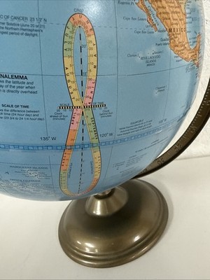 Vintage George F Cram Imperial Globe 12” World Map Metal Base USA