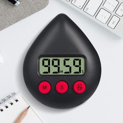 Elektronischer Timer mit Wassertropfen zum Kochen, Lernen und Meetings - Schwarz