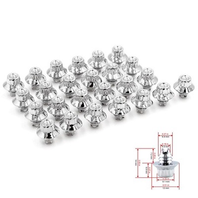 RTRHINOTUNING 50pcs Wheel Top Diameter 13mm, Thread 6.9mm, Chrome 