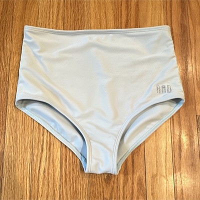 RAD Swim Light Blue Solid High-Waisted Bikini Bottom Girls Sz 14 Nylon Spandex