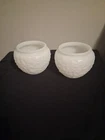 Vintage 1950s EO Brody White Milk Glass Crinkle Planter Set Of 2