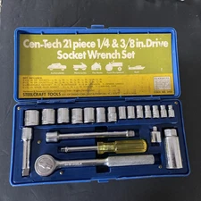 CEN-TECH 21PC 1/4" & 3/8" DRIVE SAE SOCKET RATCHET SET #2422