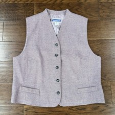 Vintage Pendleton Vest Womens 14 Purple Wool Herringbone Button Front Made USA
