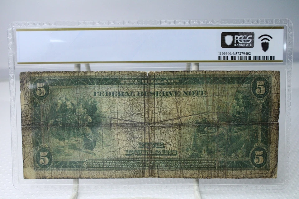 1914 $5 Federal Reserve Note San Francisco Fr.819A PCGS 6 No Comment #5897 - Image 2 of 2