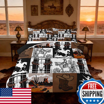 Feelyou Western Decor Comforter Set King Size Wild Western Cowboy Comforter