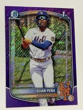Elian Pena 2025 Bowman Chrome #BCP-155 Purple Shimmer Refractor 1st RC /250 Mets