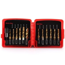 Titanium Combination Drill Tap Bit Set 13PCS SAE and Metric Tap Bits Kit for