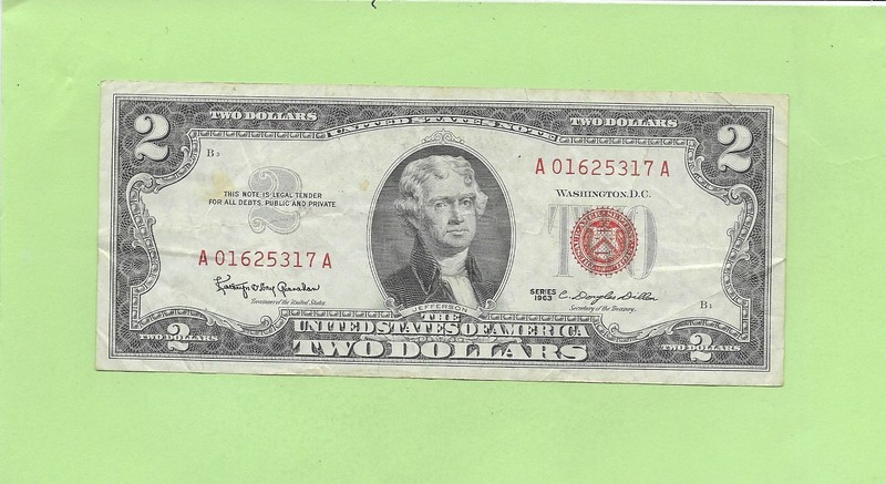 1963 $2  RED SEAL U.S. NOTE  A 0162 5317 A .... 1963 $2  A-A