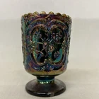 FENTON Carnival Glass Wild Strawberry Amethyst Footed Toothpick Holder