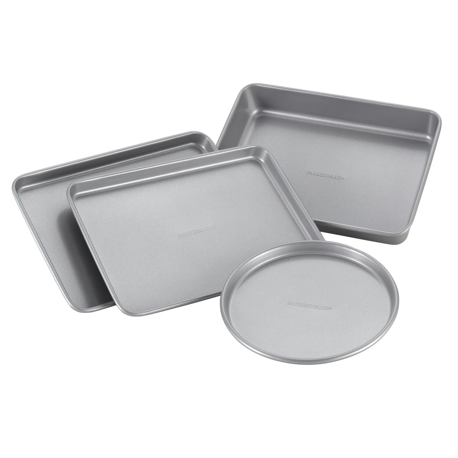 Bakeware Steel Nonstick Toaster Oven Pan Set, 4-Piece Baking Set, Gray