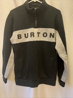 Burton Sweatshirt Men S Black Gray 1/4 Zip Fleece Lined Snowboard Pullover