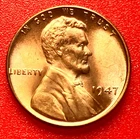 1947-P Lincoln Wheat Cent Penny GEM RED BU From an Original Bank Roll