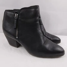 Frye Judith Double Zip Black Leather Boots Booties Women 10 M Stack Heel Ankle