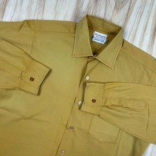 VTG 70s Richman Bros Golden Yellow Button Down Shirt Disco Sun Faded Rockability