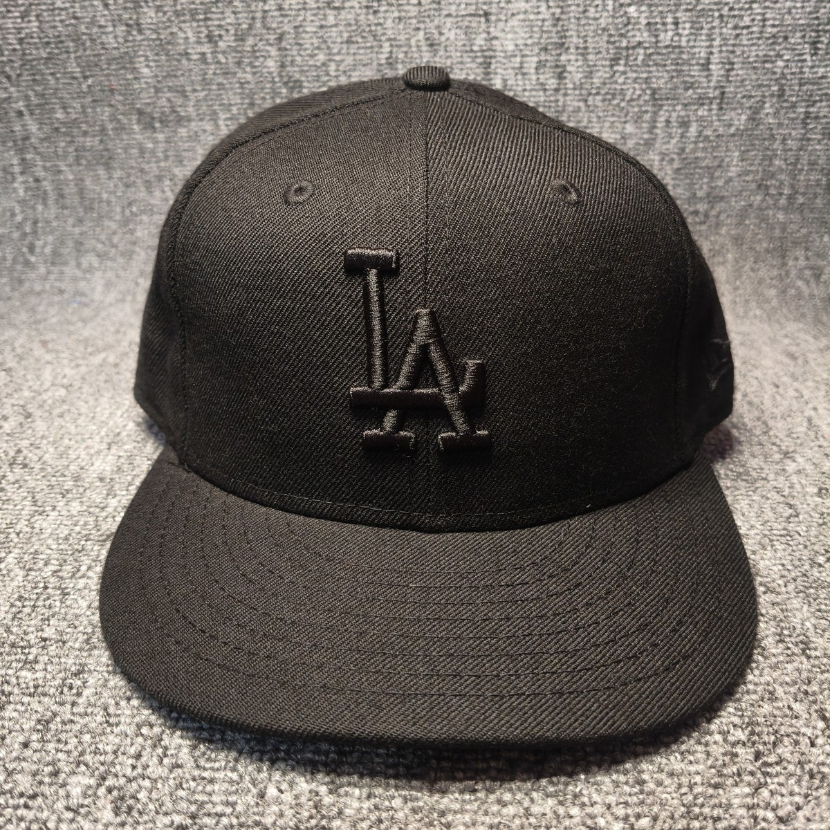 New Era Los Angeles Dodgers Black Fitted Hat Tonal Logo MLB Cap