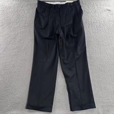 Pantalone uomo Alan Flusser blu taglia 38x32 elegante pantalone misto lana poliestere