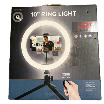 Vivitar Round 10'' Ring Light LED light for Vlogging, Podcast Essential SEALED