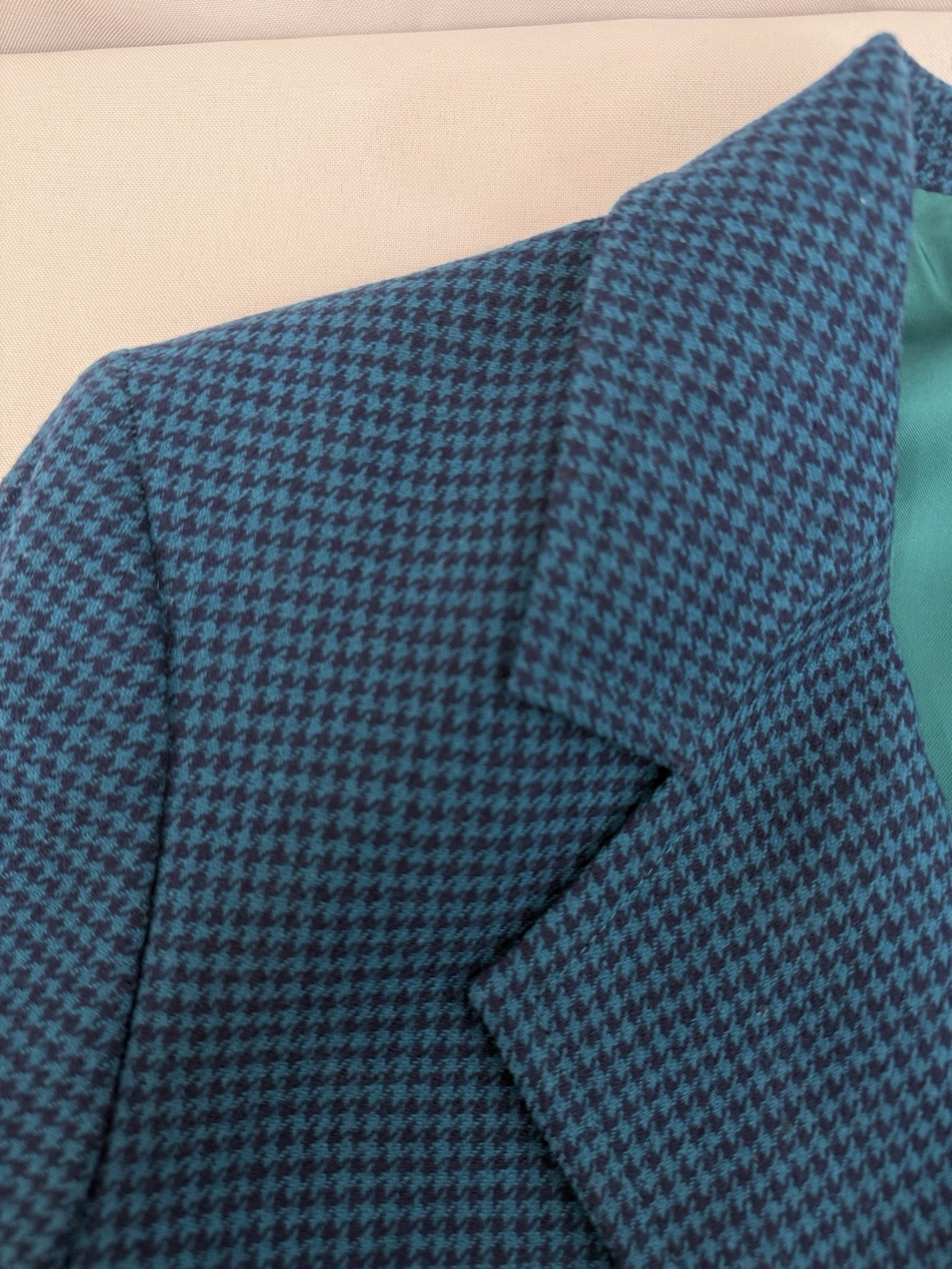 VTG Pendleton Teal Blue Houndstooth 100% Virgin W… - image 8