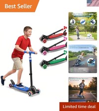 3 Wheel Kids Kick Scooter for Ages 3-12, Lean-to-Steer, Light-Up Wheels, 3-Le...