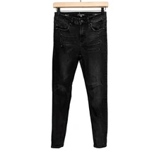 Vigoss Womens Ace High Rise Super Skinny Jeans Size 27 Black Distressed Denim