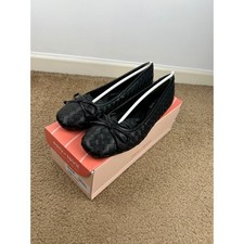 Easy Spirit Dayanna Black Woven Ballet Flat Square Toe Bow Accent Women 7.5M New