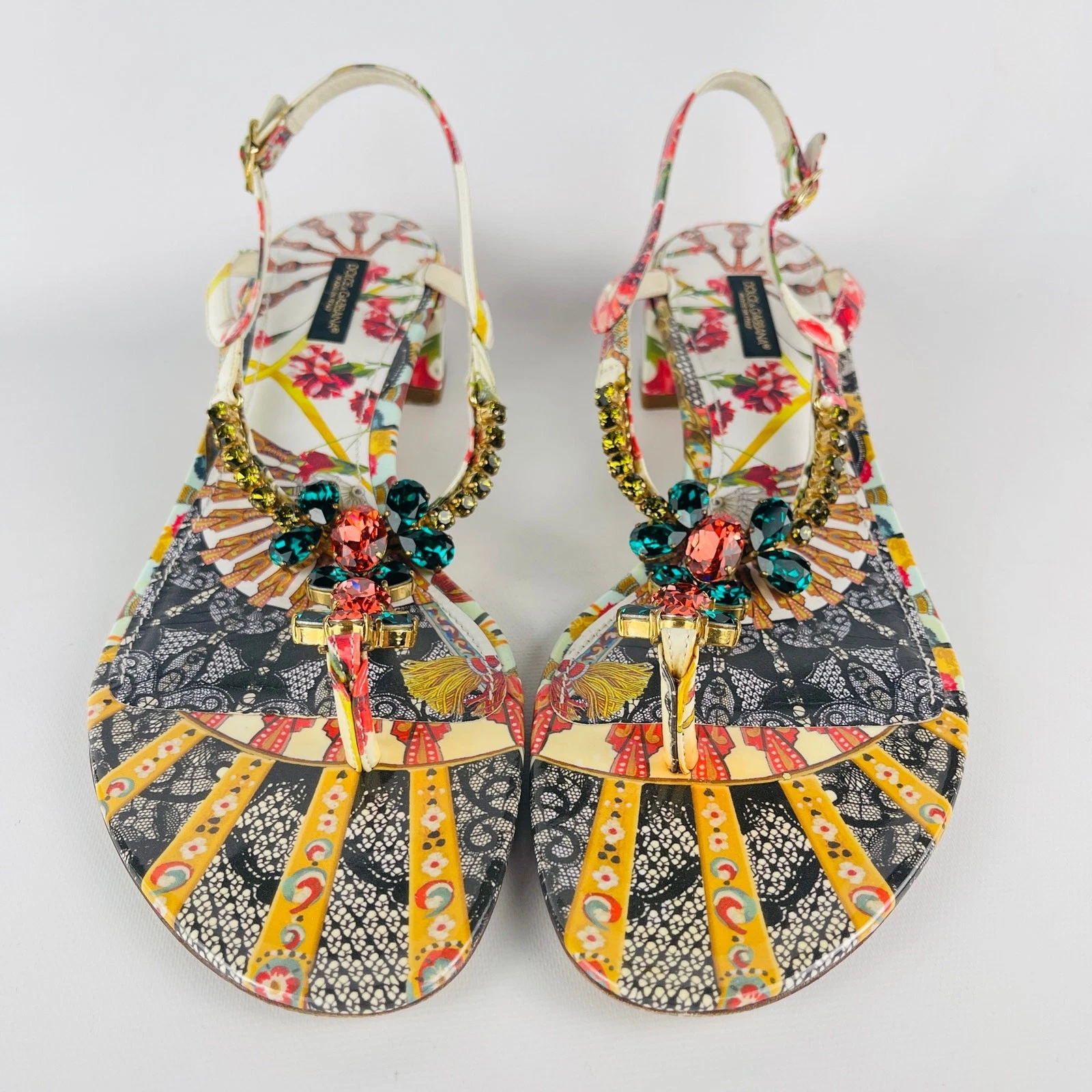 Dolce Gabbana — Dolce & Gabbana Jeweled Thong Sandals Size 40