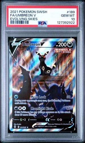 PSA 10 UMBREON V 189/203 | SWSH Evolving Skies Alt Art Graded Pokemon Card