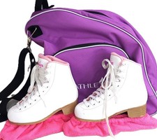 Jackson Ultima Soft Skate Figure Ice Skates, Girls Size 1 Pink covers  Bag EUC
