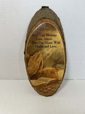 Hand Made Blessing Natural Wood Prayer Wood Plaque 4x9.5