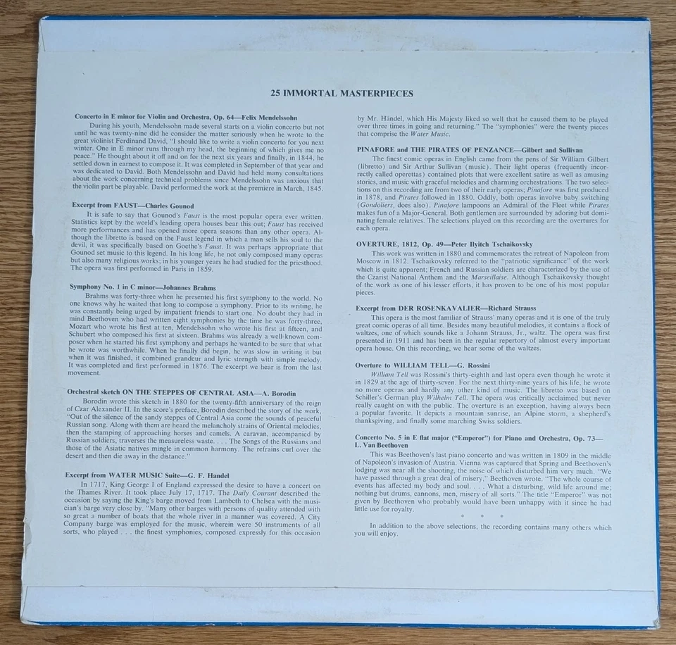 UNKNOWN ARTIST –25 IMMORTAL MASTERPIECES - VINYL LP - BC - Image 2 of 2