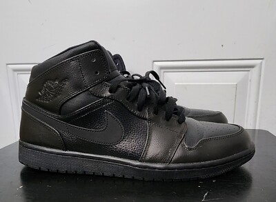 Nike Air Jordan 1 ブラック レザー MENS AIR JORDAN 1 MID (TRIPLE BLACK)