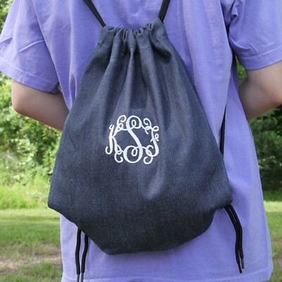 Personalized Threadart 100% Cotton Drawstring Backpacks - 15'' x 13'' - 2 Colors