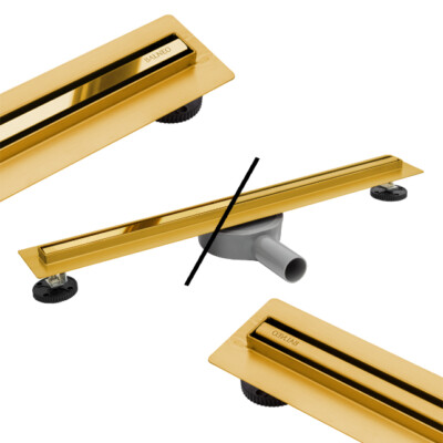 Duschrinnen Edelstahl SLIM LOW PROLINE 60/70/80 Gold Abflussrinne Bodenablauf