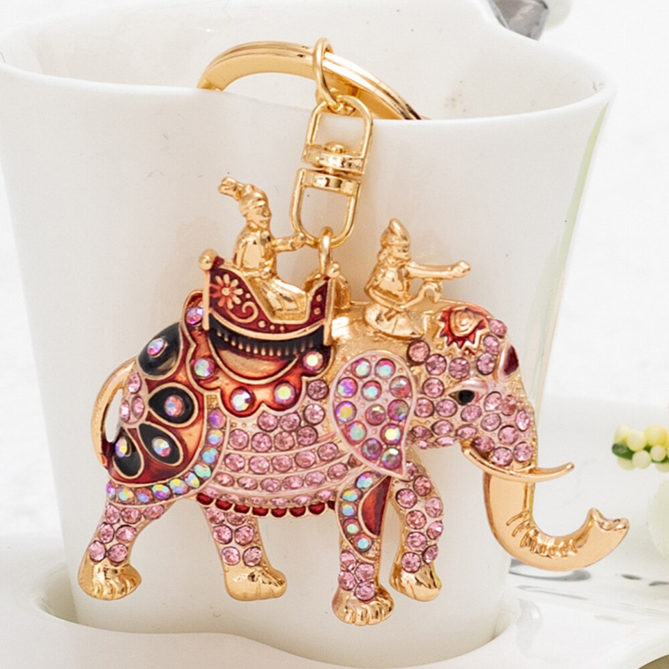 Wallet for Keys Car Pendant Rhinestones Handbag Charm Pink Keychain