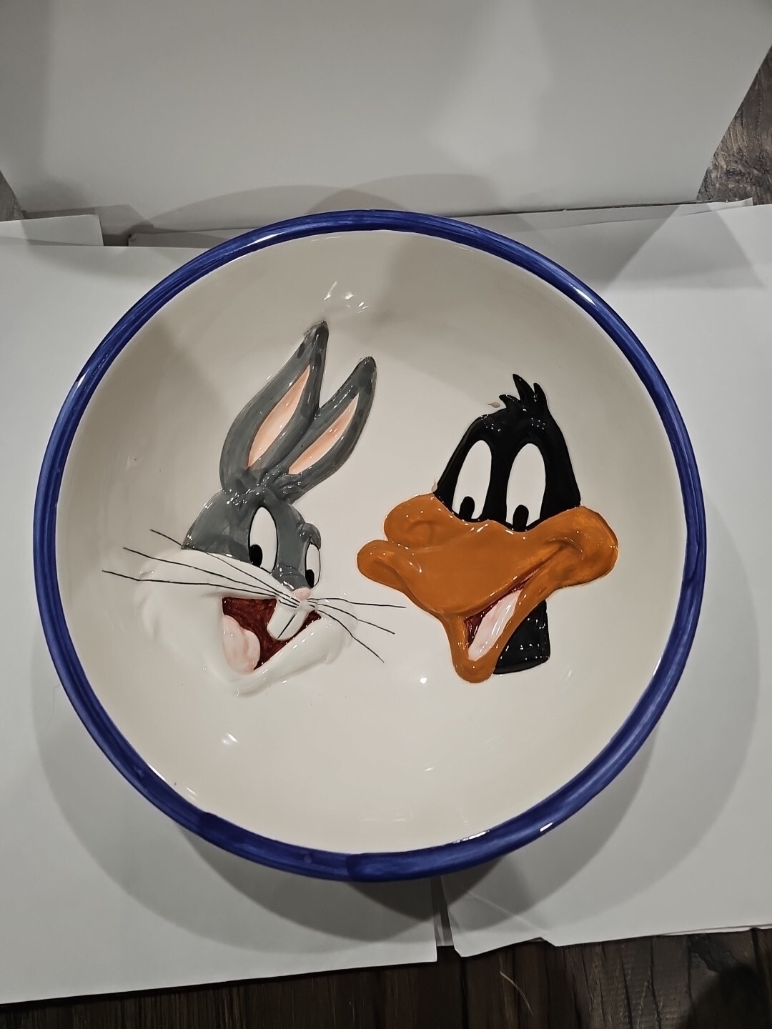 Vintage 1993 Looney Tunes Bugs Bunny Daffy Duck Pet Food Bowl