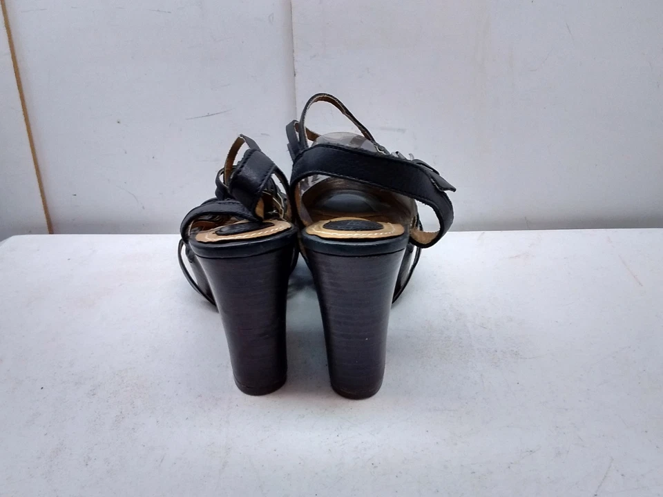 Fossil Women Black Leather Slingback Platform Wedges Open Toe Sandal Shoes 7M 37 - Image 4 of 4