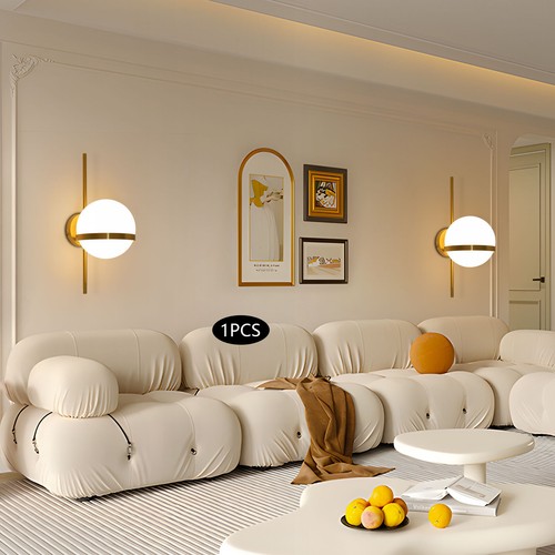 Modern Gold Wall Lamp Glass Shade Wall Light E26 Lamp Holder Hallway Home Decor - Picture 12 of 15