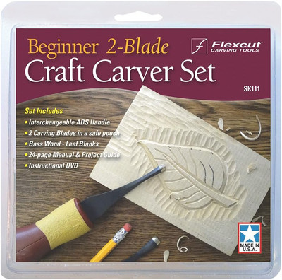 Carving Tools, Beginner 2-Blade Craft Carver Set, with V Tool and Gouge, Interch