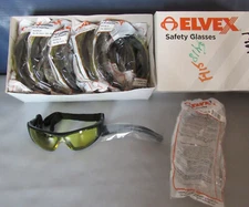 Elvex Safety Protective Glasses GG-45A-AF Go-Specs AMBER Lens Black Frame Box/12