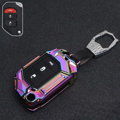 For Jeep Gladiator Wrangler JL JT Zinc Alloy Silicone Car Key Fob Case Cover - Bild 13 von 16