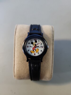 MICKEY MOUSE WHITE FACE WATCH BY SII Seiko MCO039 Premium Black Leather Band