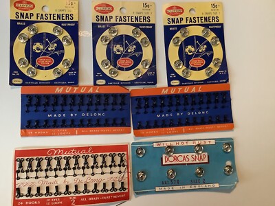 Vintage Sewing Supplies Clinton Delong & Dorcas  USA Snaps Hooks