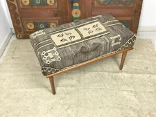 Handmade Kilim Upholstered Ottoman Footstool Piano Entryway Bedroom Bench