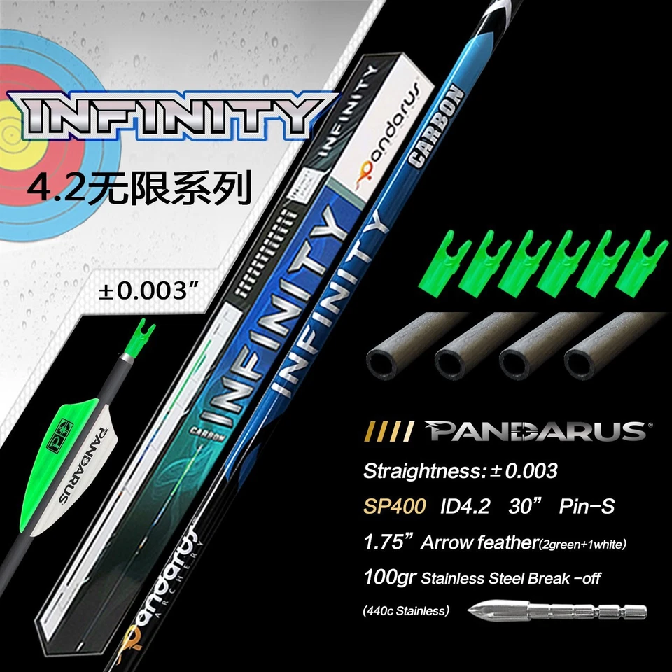 PANDARUS 12X Pure Carbon Arrows ID4.2 SP200-1500 Archery Bow Competition Target  - Image 3 of 4
