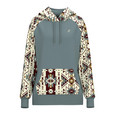 Hooey Girl's Legendary Aztec Blue  Cream Pullover Hoodie HH1258BLCR-Y