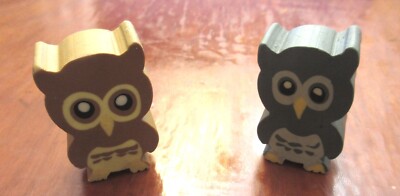 2 Baier Schneider Rubber Owl Erasers - 1¼'' tall